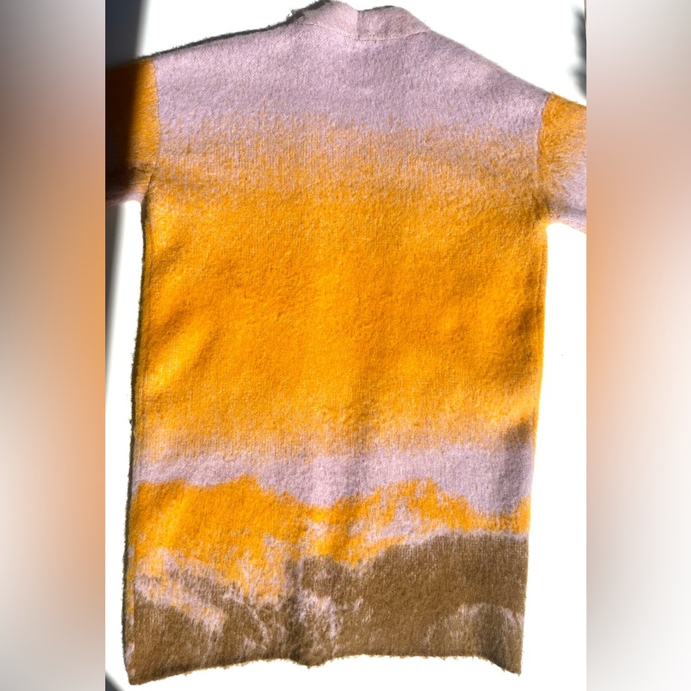 Zara Alpaca Wool blend Colorful Knit Wrap Coat, Long Cardigan, Lilac & Orange, M - Picture 10 of 16